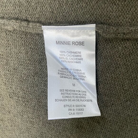 Minnie Rose 100% Cashmere Open Front Duster Cardigan Sweater Green/Brown Sz Med - Picture 8 of 9